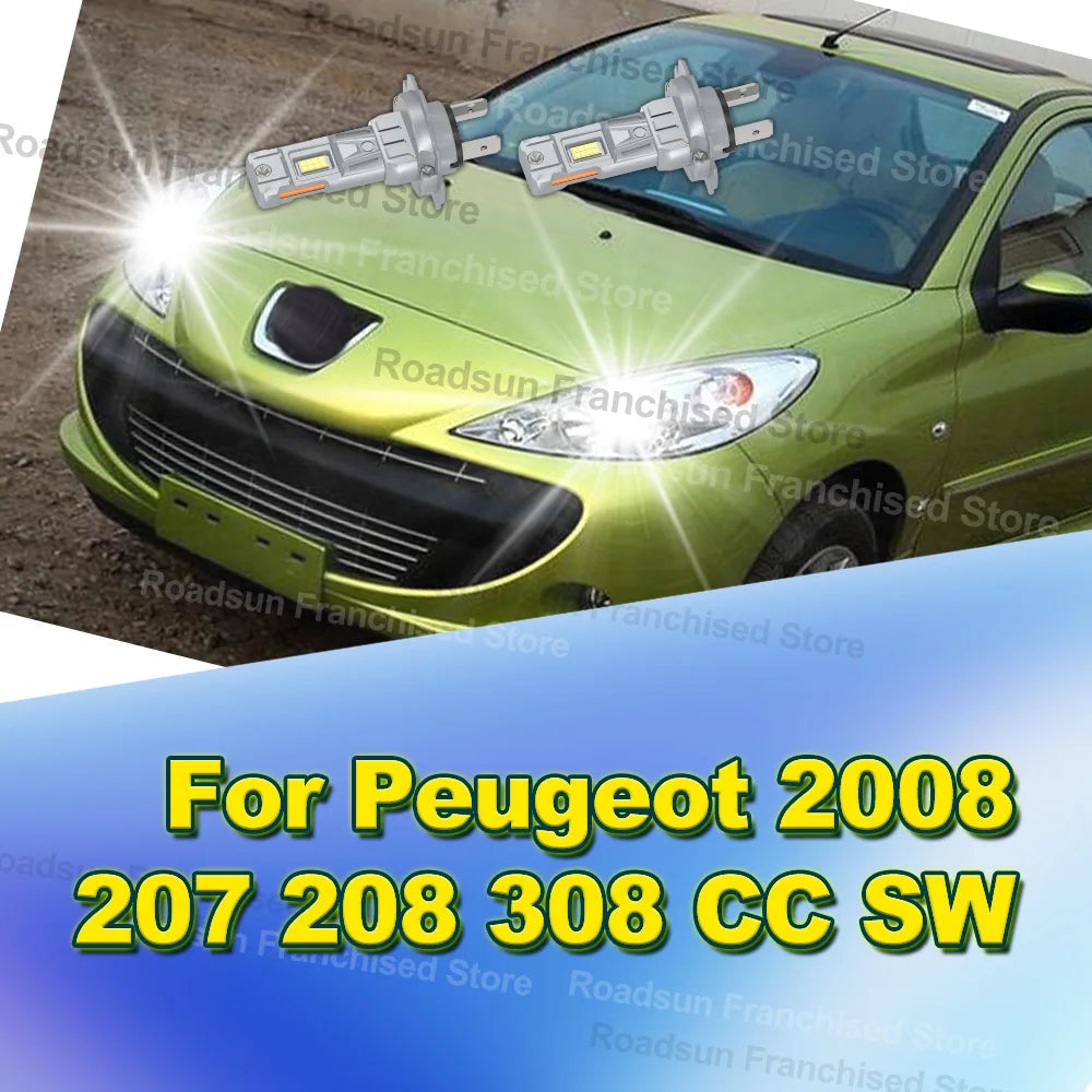 2x Upgrade H7 High Low Beam Lamp Bulbs 30000LM Plug and Play For Peugeot 2008 207 208 308 CC SW