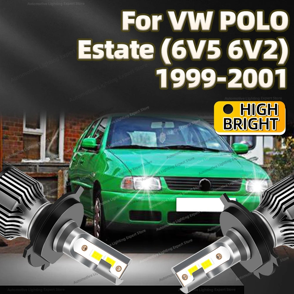 2Pcs LED Headlight 30000LM H4 Car Lamp 6000K Turbo Auto Lights For VOLKSWAGEN VW POLO Estate 6V5 6V2 1999 2000 2001