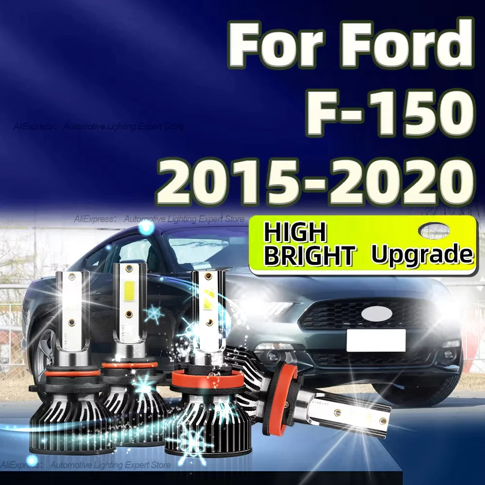 2/4Pcs Car Headlight LED H11 HB3 Auto Bulbs 50000LM Light Lamp 6000K with Fan For Ford F-150 2015 2016 2017 2018 2019 2020