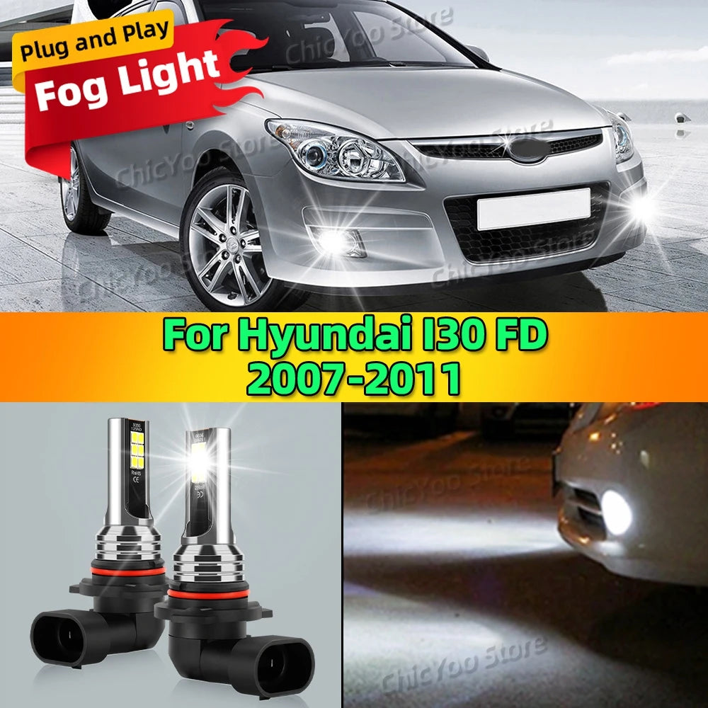 2Pcs LED Front Fog Light Car Bulb 6000K Canbus Lamp 80W For Hyundai I30 FD 2007 2008 2009 2010 2011 Plug and Play