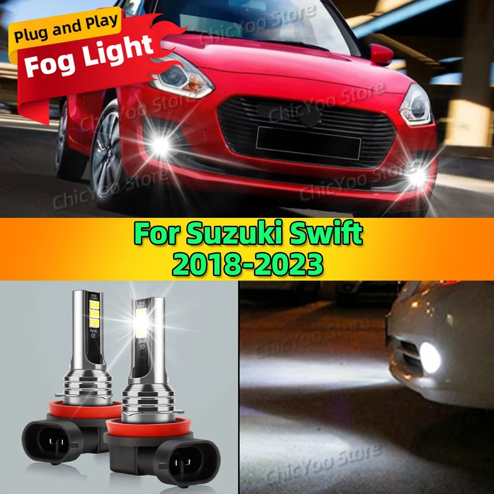 6000K Front Fog Light LED Bulb Accessories Lamp Canbus For Suzuki Swift 2018 2019 2020 2021 2022 2023 Plug and Play