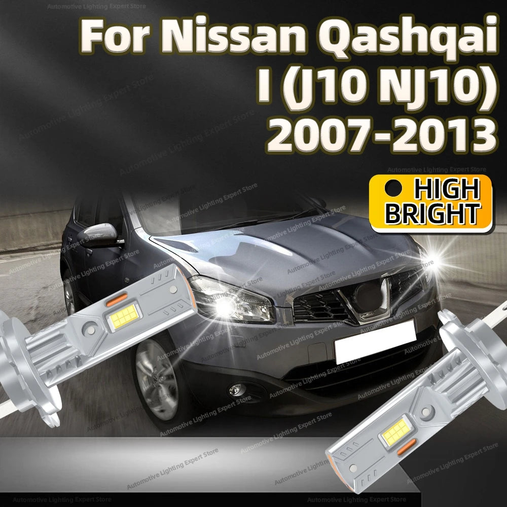2/4Pcs LED Bulb Headlight Wireless 25000LM Car Headlamp Auto Lamp For Nissan QASHQAI I J10 NJ10 2007 2008 2009 2010 2011 2012 13