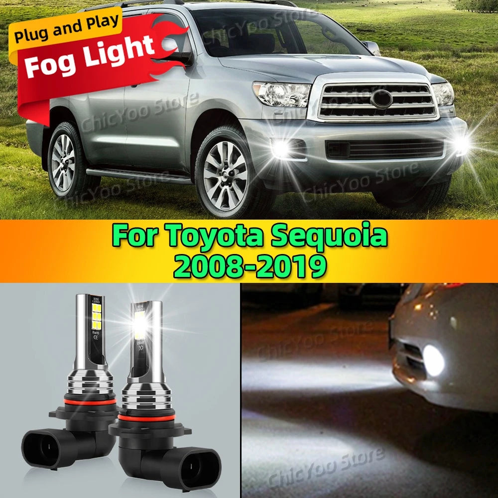 2Pcs LED Front Fog Light Car Bulb 6000K Canbus Lamp 80W For Toyota Sequoia 2008-2019 2009 2010 2011 2012 2013 2014 2015 2016