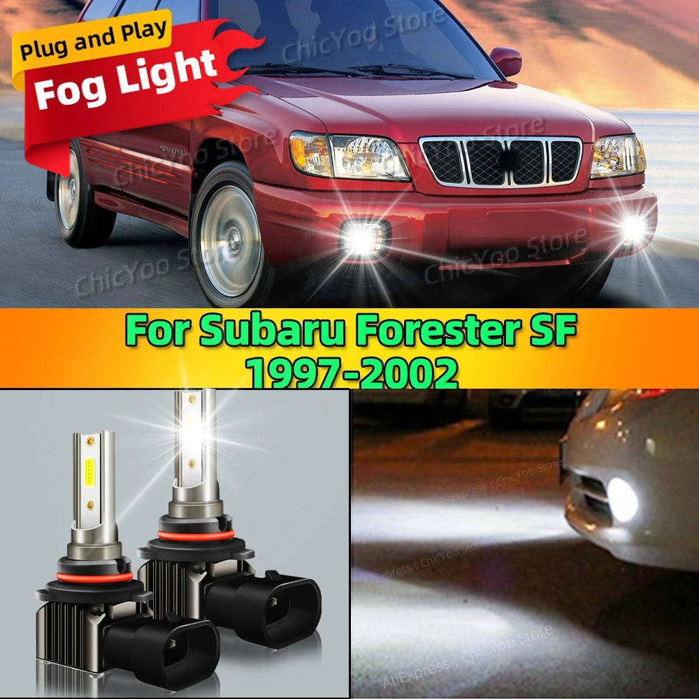 2Pcs 6000K LED Lamp Car Front Fog Light 15000LM Plug and Play For Subaru Forester SF 1997 1998 1999 2000 2001 2002 Anti-Glare