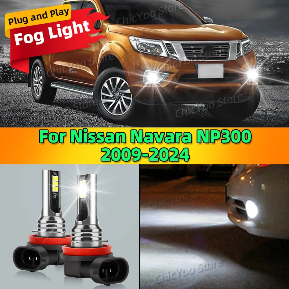 2Pcs 6000K Front Fog Light LED Bulb Car Lamp Canbus For Nissan Navara NP300 2009-2024 2010 2011 2012 2013 2014 2015 2016 2017