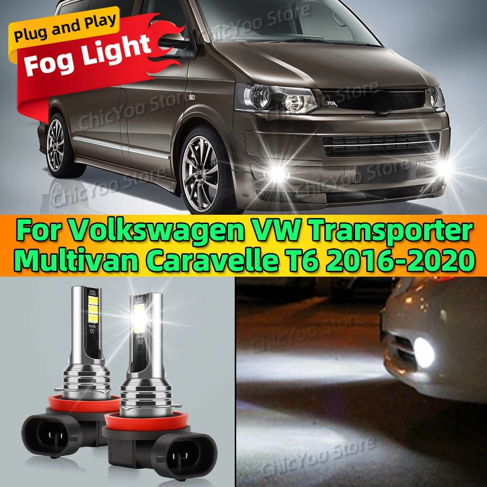2Pcs 6000K Front Fog Light LED Bulb Canbus Car Lamp For Volkswagen VW Transporter Multivan Caravelle T6 2016 2018 2019 2020
