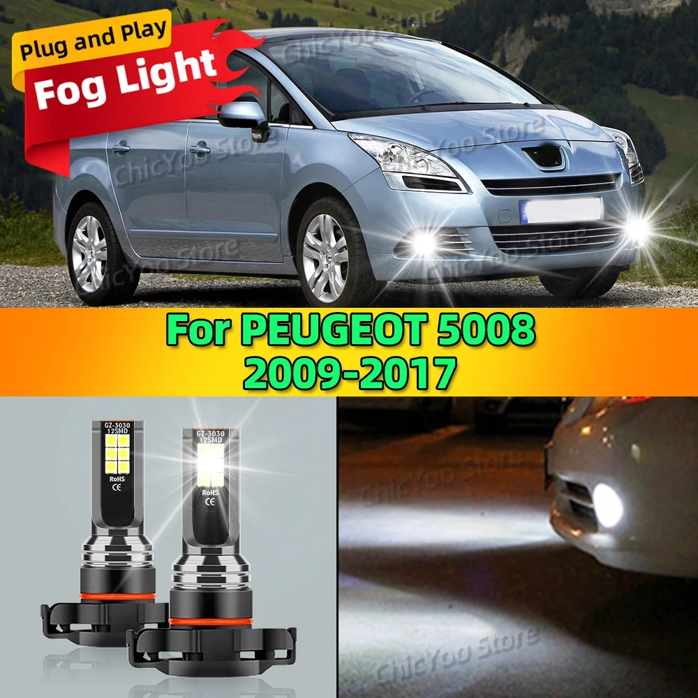 2x Led Fog Light Auto Fog Lamp 80W For PEUGEOT 5008 2009 2010 2011 2012 2013 2014 2015 2016 2017 Plug and Play