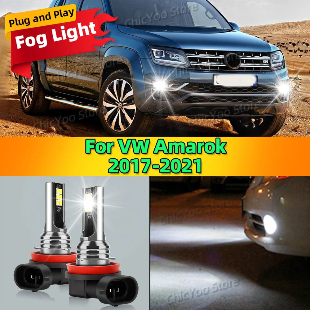 2Pcs 6000K Front Fog Light LED Bulb Canbus Car Lamp For VOLKSWAGEN VW Amarok 2017 2018 2019 2020 2021 Plug and Play