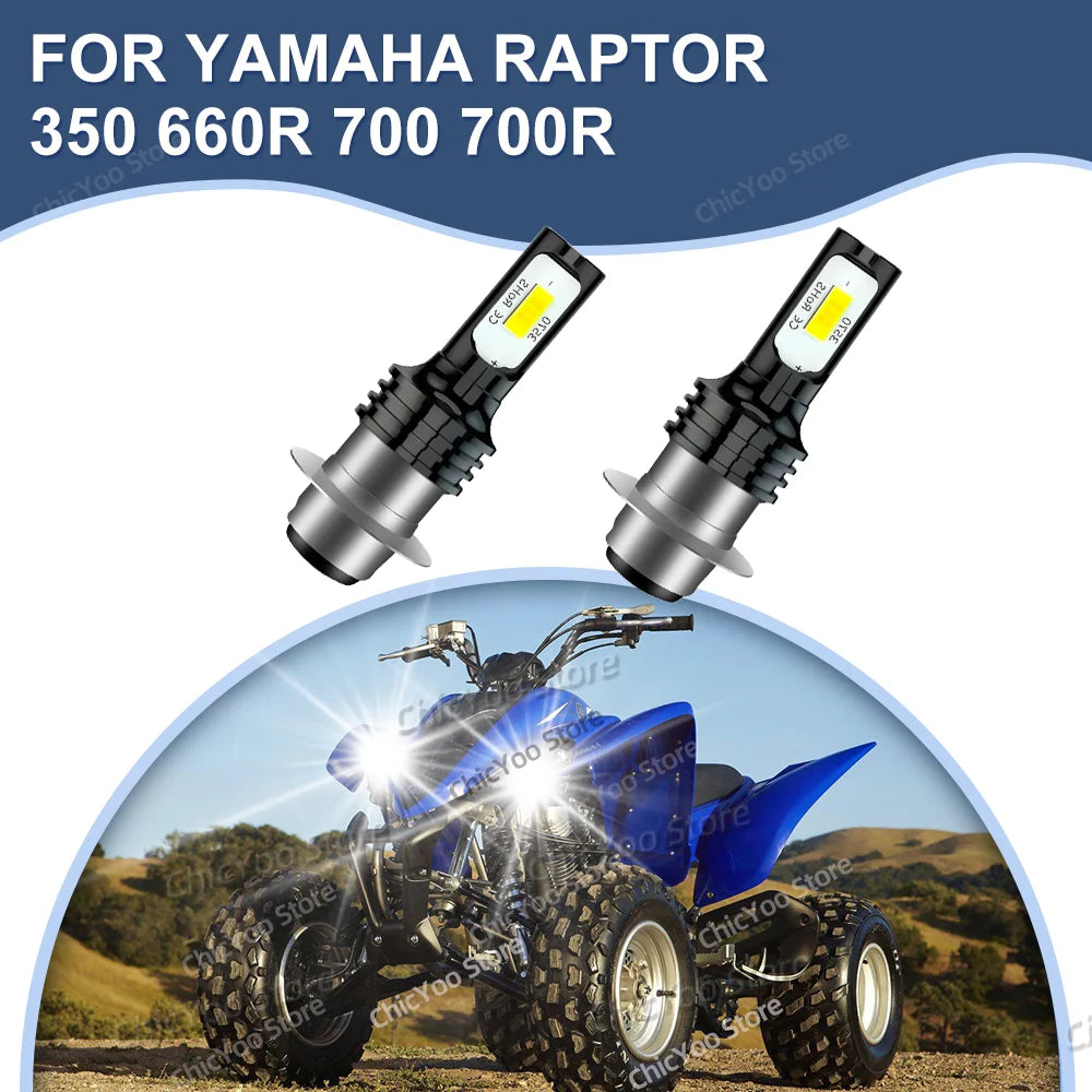 2PCS Motorcycle Lamps 80W 6000K White LED Headlight Moto Bulb Lights Plug and Play for Yamaha Raptor 350 660R 700 700R