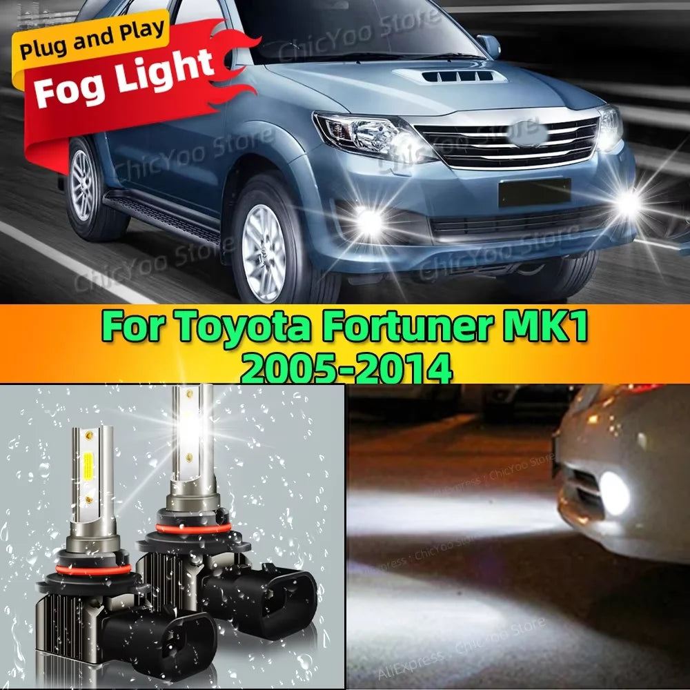 2pcs Car Fog Lamp 15000LM Front Fog Light Bulbs LED Chip For Toyota Fortuner MK1 2005 2014 2006 2007 2008 2009 2010 2011 12 2013