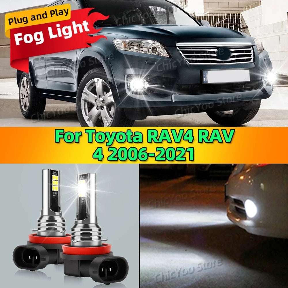 2Pcs 12V 6000K Front Fog Light LED Bulb Accessories Lamp Canbus For Toyota RAV4 RAV 4 2006-2021 2007 2008 2009 2010 2011 2012