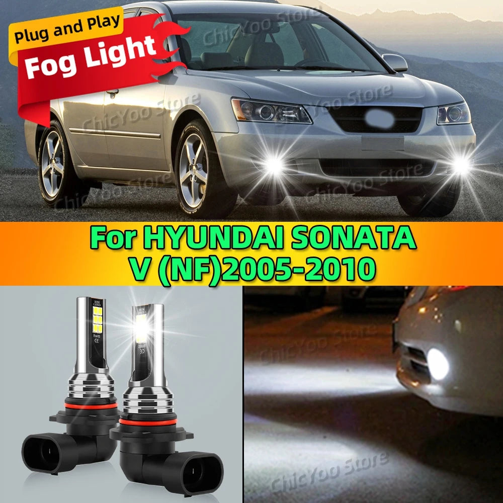 2Pcs LED Front Fog Light Car Bulb Accessories 6000K Canbus Lamp 80W For HYUNDAI SONATA V NF 2005 2006 2007 2008 2009 2010