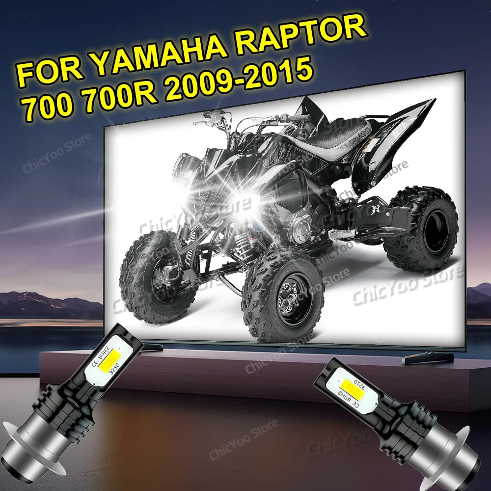 2Pcs HeadlightBulbs Motor 6000K White Lamp LED Bright For Yamaha Raptor 700 700R 2009 2010 2011 2012 2013 2014 2015