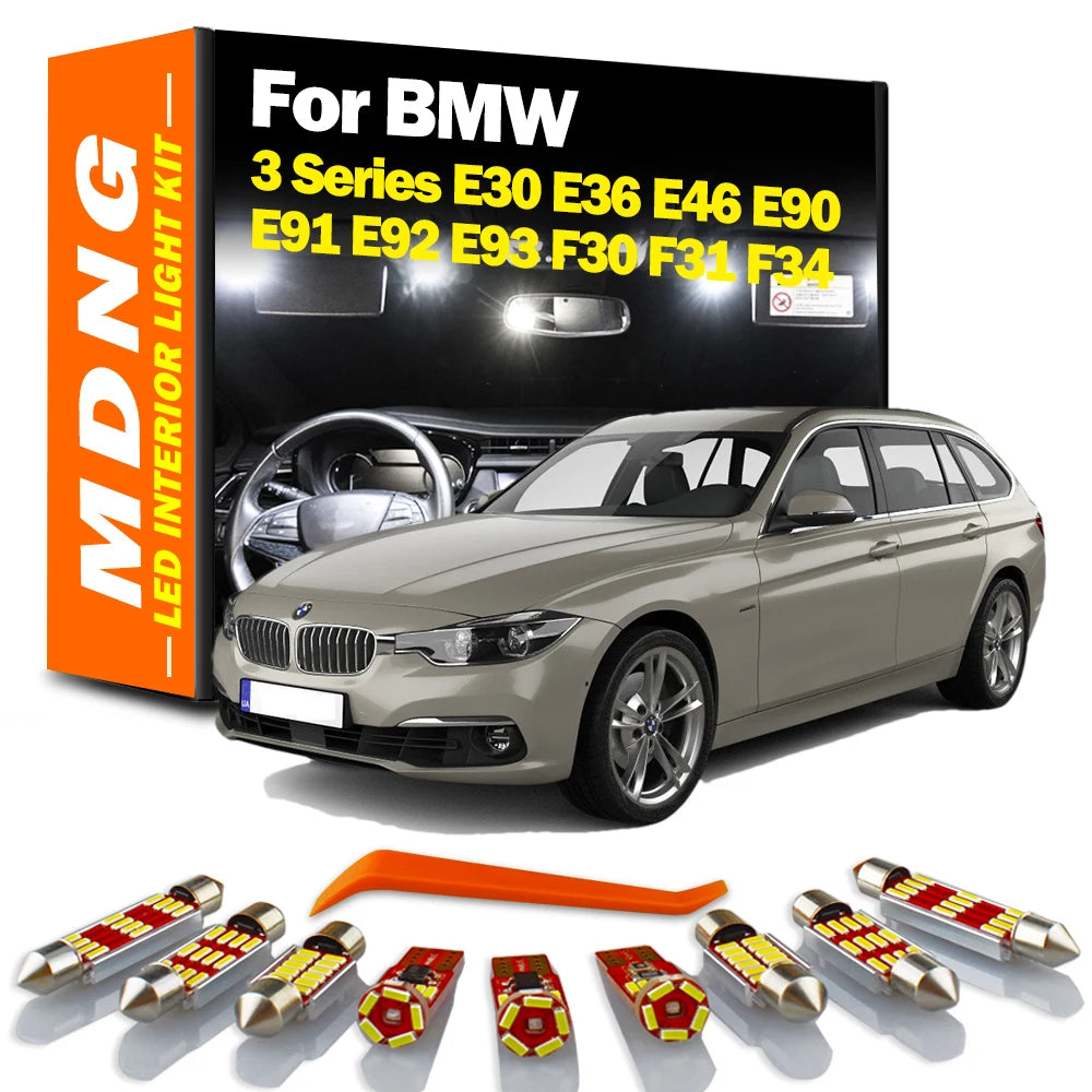 MDNG Interior LED Light Kit For BMW 3 Series E30 E36 E46 E90 E91 E92 E93 F30 F31 F34 2001 2002 2003 -2016 Car Reading Dome Bulbs