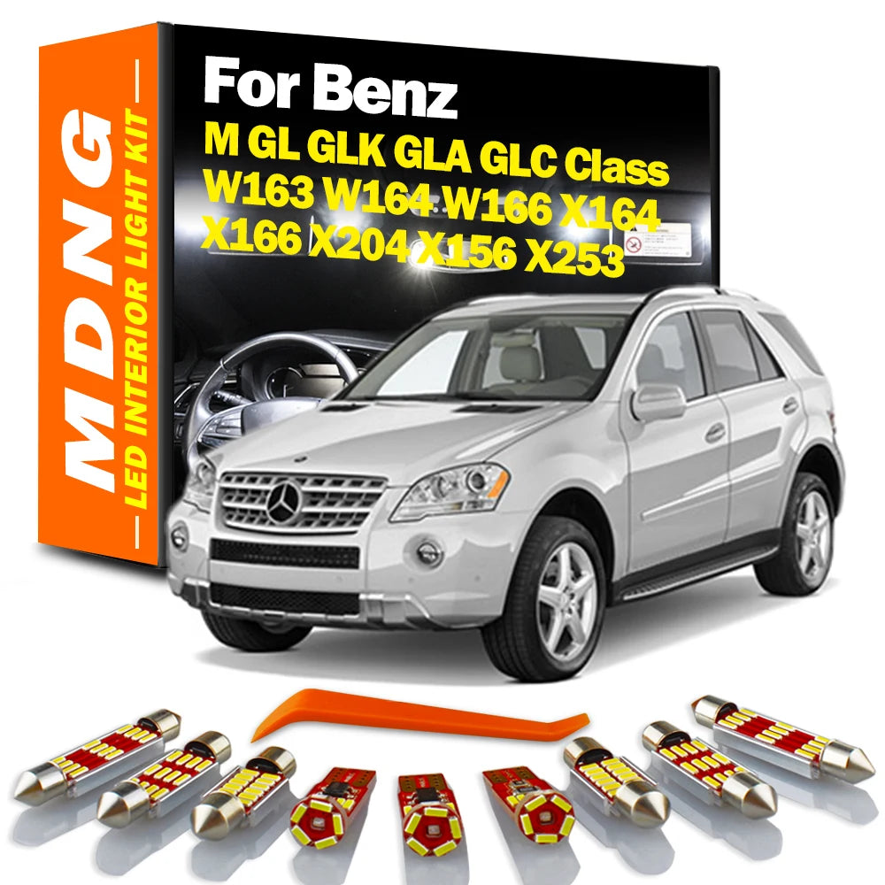 MDNG Canbus For Mercedes Benz M GL GLK GLA GLC Class W163 W164 W166 X164 X166 X204 X156 X253 Car LED Interior Dome Map Light Kit