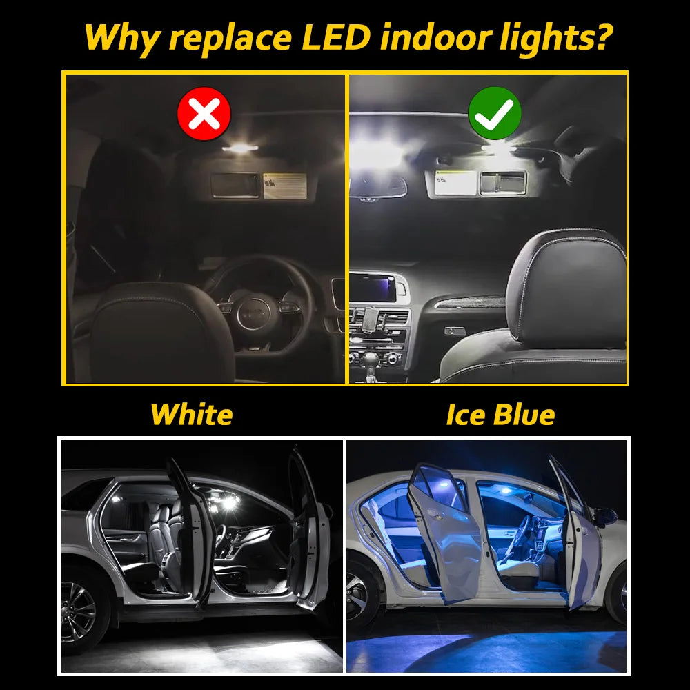 11Pcs Canbus LED Interior Reading Vanity Mirror Trunk Light Kit For Toyota Yaris GR GRMN 2017 2018 2019 2020 2021 2022 Car Bulbs