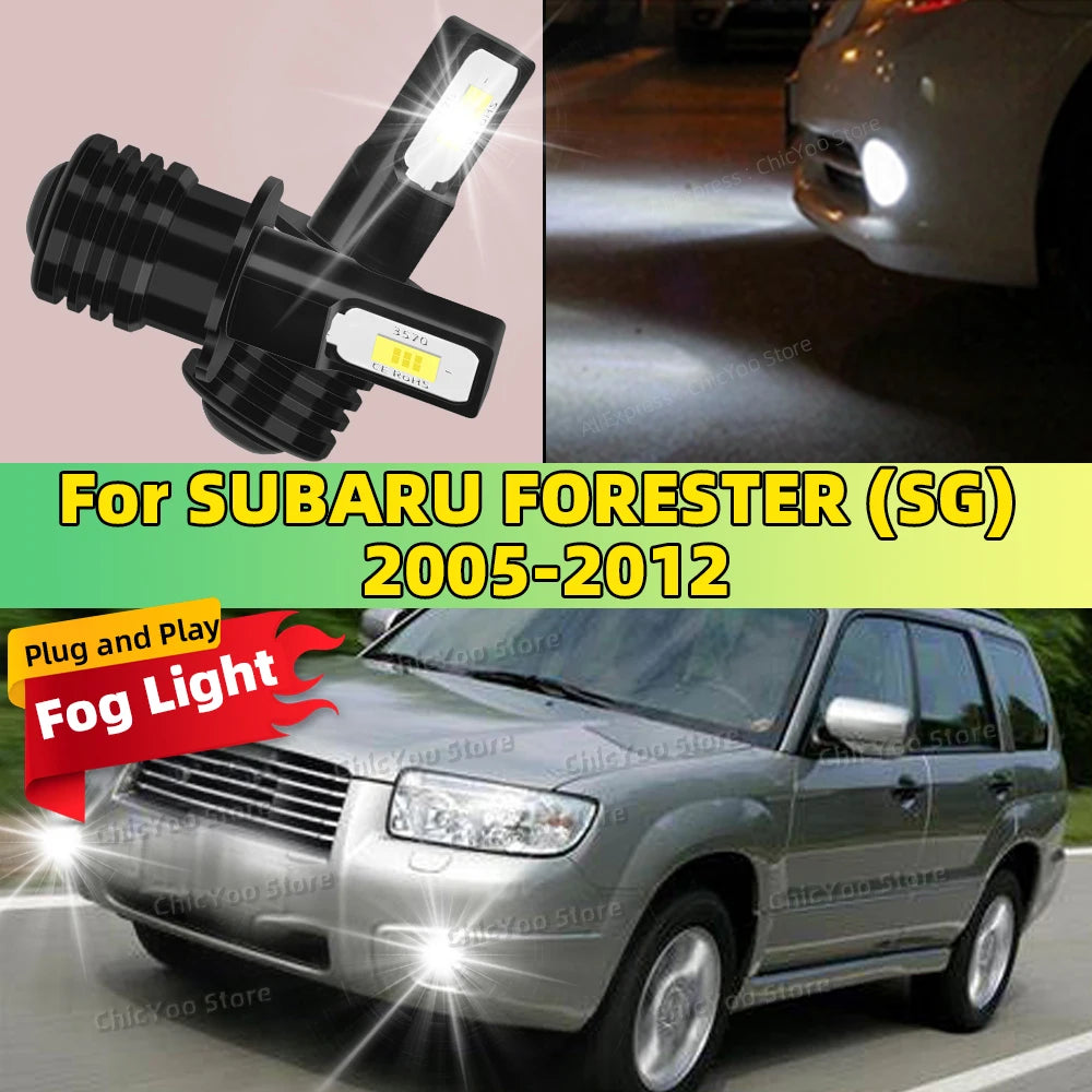 2Pcs H3 LED Bulb Fog Light 6000K White 20000LM Super Bright For SUBARU FORESTER SG 2005 2012 2006 2007 2008 2009 2010 2011