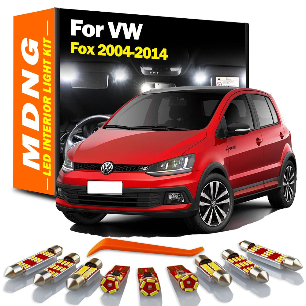MDNG 8Pcs Canbus Car Reading Bulbs For Volkswagen VW Fox 2004-2007 2008 2009 2010 2011 2012 2014 LED Interior Light Kit No Error