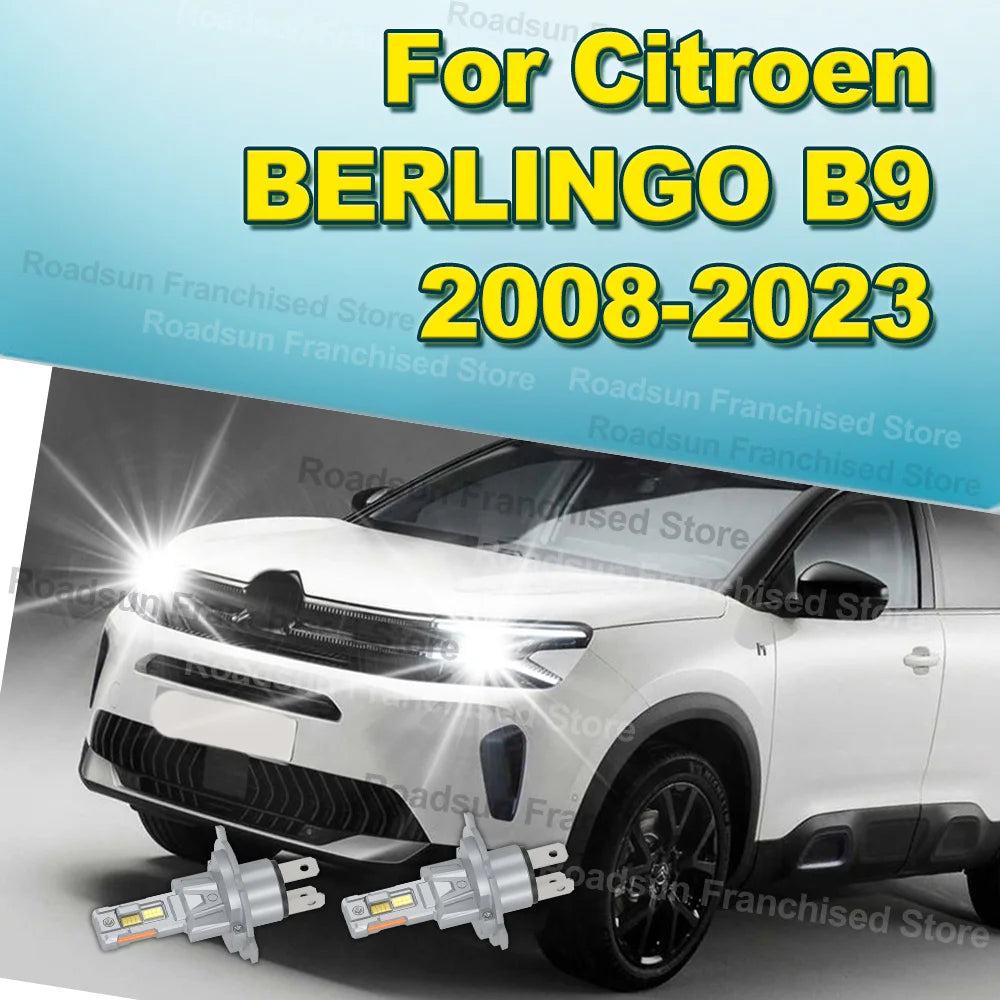 2Pcs 180W Hi/Lo Beam Headlights Plug&Play For Citroen BERLINGO B9 2008-2023 2009 2010 2011 2012 2013 2014 2015 2016