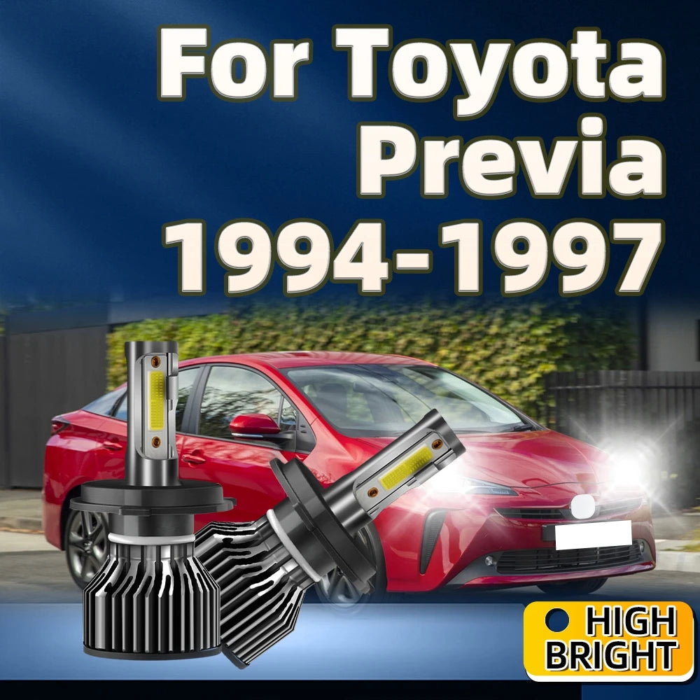 2PCs Car Headlight LED H4 Bulbs 150W 6000K White Light Brightness with Fan For Toyota Previa 1994 1995 1996 1997