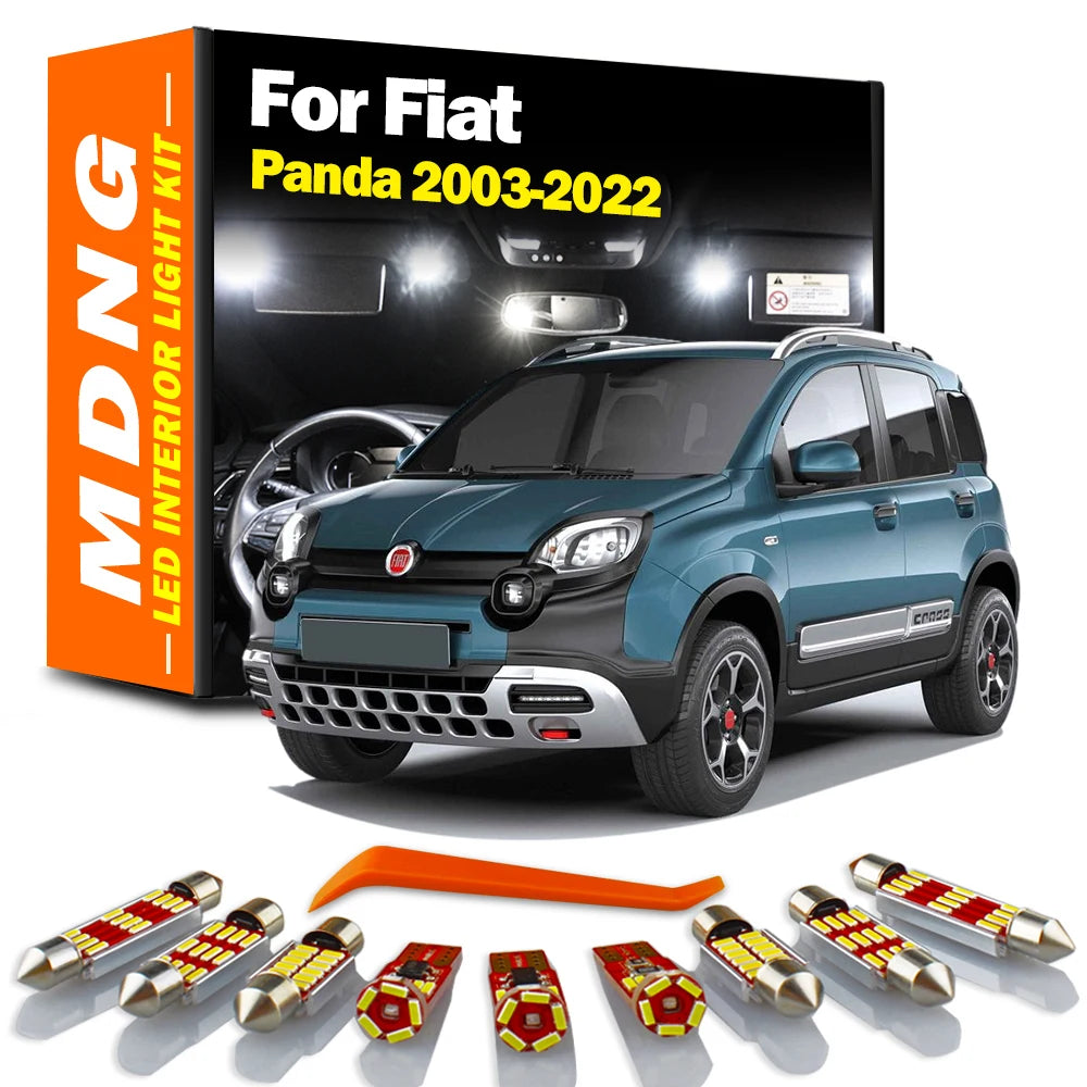 MDNG Canbus Accessories For Fiat Panda 2003-2018 2019 2020 2021 2022 Car Bulbs LED Interior Map Dome Trunk Light Kit No Error