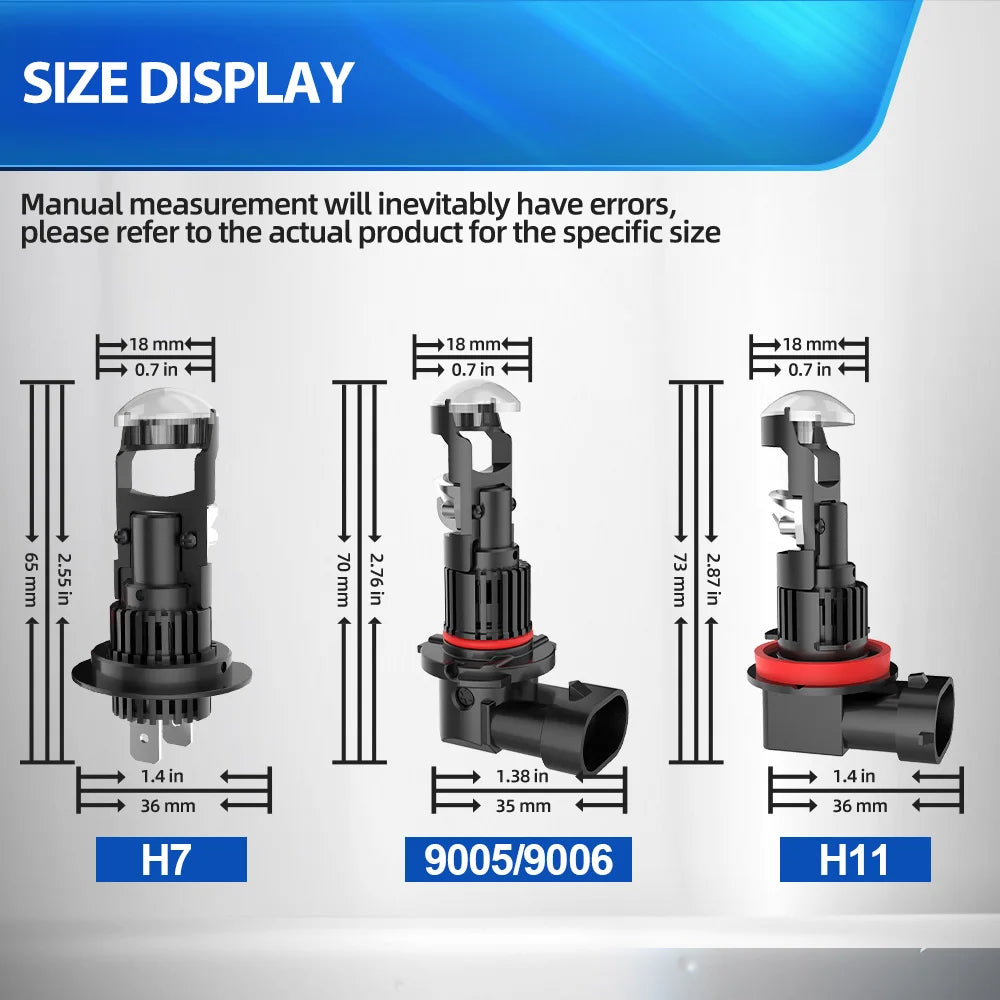28000LM H7 LED Projector Mini Lens Car Headlight H11 9005 HB3 9006 HB4 6000K LHD Wireless Plug and Play 12V Left Hand Drive