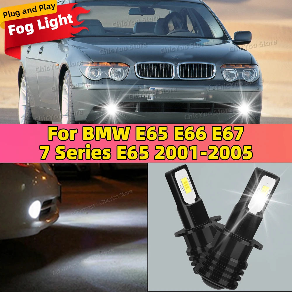 2PCS Car LED Fog Light Lamp Bulb For BMW E65 E66 E67 7 Series E65 2001 2002 2003 2004 2005 Replace Bulbs Accessories White