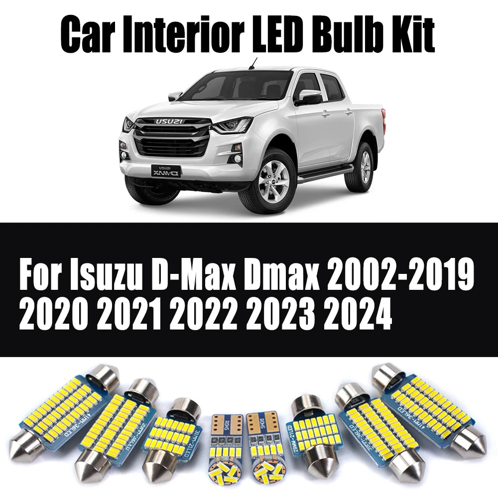 8Pcs Canbus LED Interior Map Dome Reading Light Car Bulbs Accessories Kit For Isuzu D-Max Dmax 2002- 2020 2021 2022 2023 2024