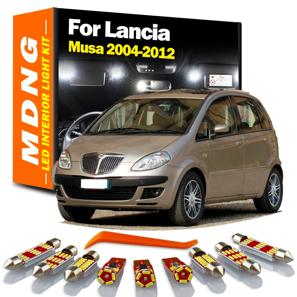 8Pcs LED Interior Map Dome Trunk Light Car Bulbs Kit For Lancia Musa 2004 2005 2006 2007 2008 2009 2010 2011 2012 Accessories