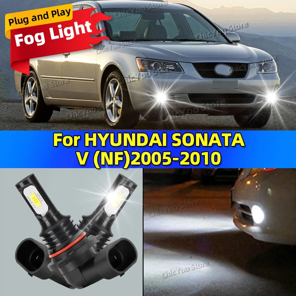2x Front Fog Light Accessories LED Bulb 20000LM Ultra Bright Lamp For HYUNDAI SONATA V NF 2005 2006 2007 2008 2009 2010