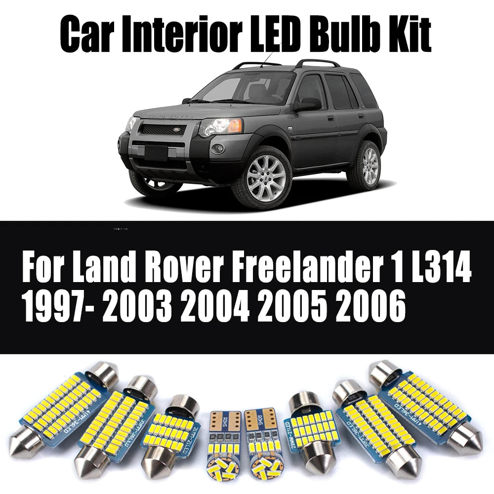 12Pcs For Land Rover Freelander 1 L314 1997- 2003 2004 2005 2006 Car LED Interior Reading Dome Trunk Sun Visor Light Kit Canbus