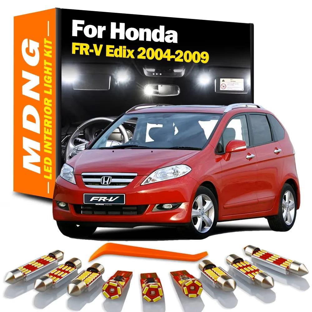 MDNG 10Pcs LED Plate Bulbs Interior Reading Light Car Accessories Kit For Honda Edix FR-V FRV 2004 2005 2006 2007 2008 2009 2010