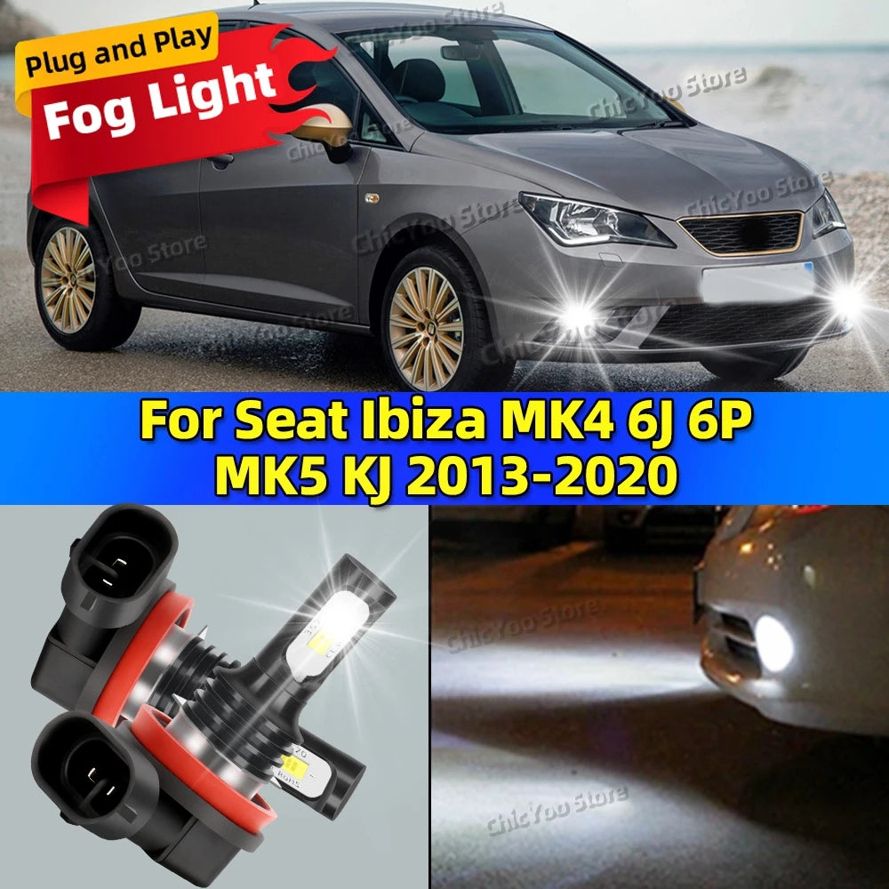6000K Auto LED Fog Lights 20000LM CSP Car Fog Lamp Bulbs For Seat Ibiza MK4 6J 6P MK5 KJ 2013-2020 2014 2015 2016 2017 2018
