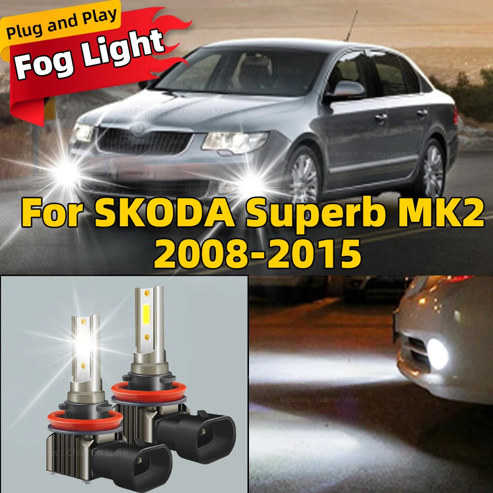 2pcs H9 LED Fog Light Blub H8 H11 Lamp Canbus 6000K Light 80W For SKODA Superb MK2 2008 2009 2010 2011 2012 2012 2014 2015
