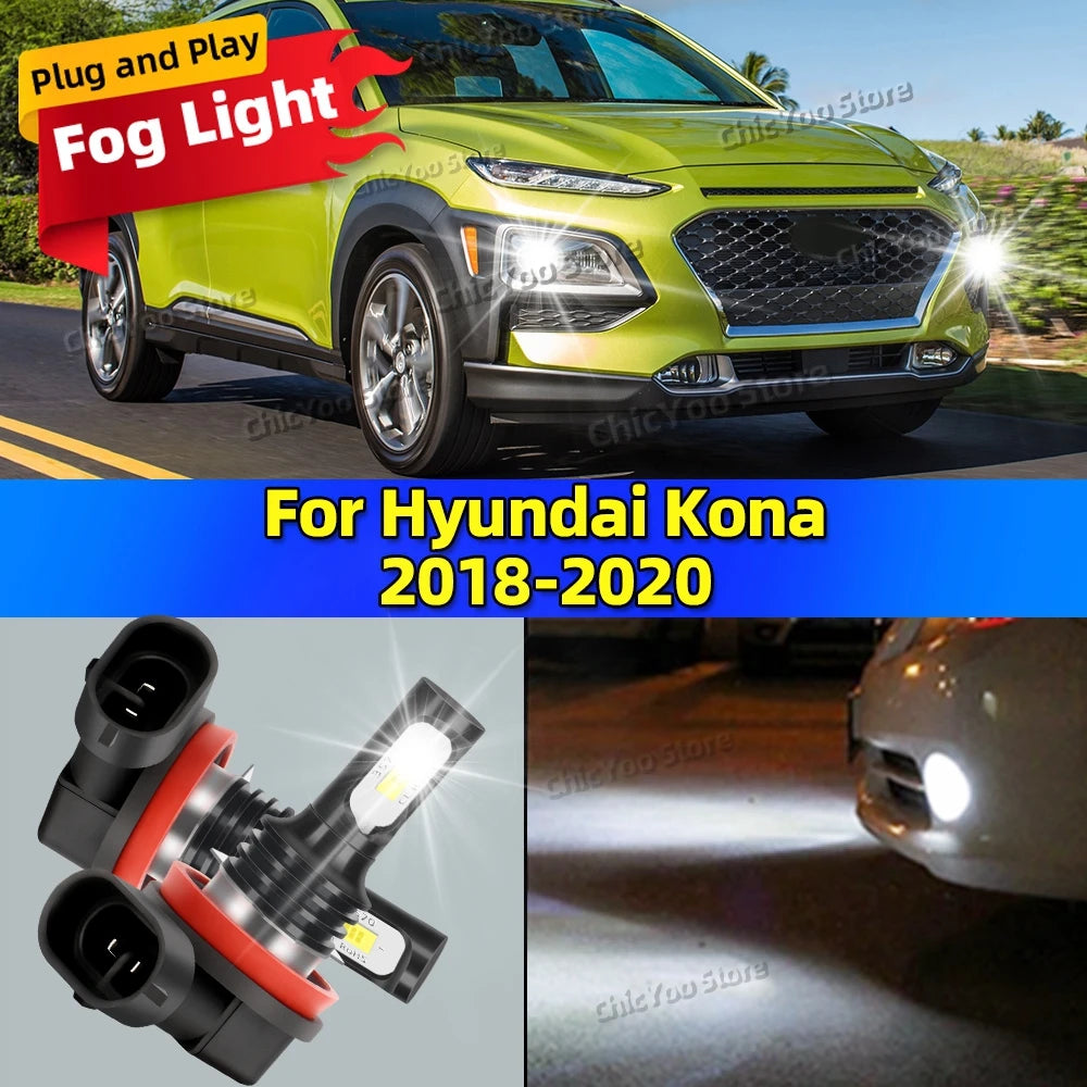 2Pcs 6000K Auto Fog Lights 20000LM CSP LED Car Fog Lamp Bulbs For Hyundai Kona 2018 2019 2020 Plug and Play in 5 Minutes