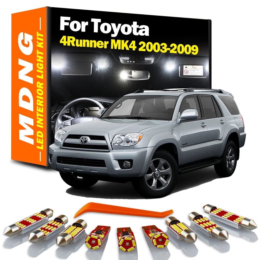 MDNG 20Pcs Canbus For Toyota 4Runner IV MK4 2003 2004 2005 2006 2007 2008 2009 LED Interior Map Dome Footwell Light Kit Car Bulb