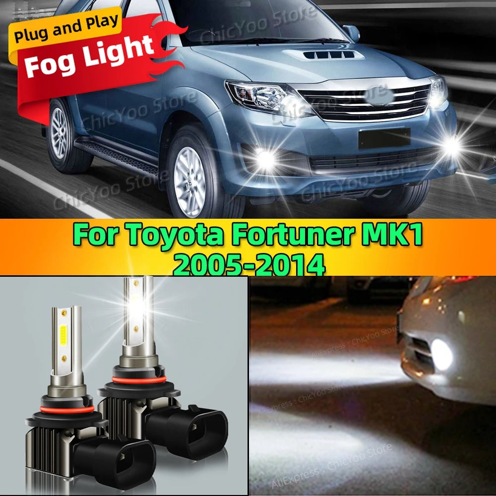 2pcs Car Fog Lamp 15000LM Front Fog Light Bulbs LED Chip For Toyota Fortuner MK1 2005 2014 2006 2007 2008 2009 2010 2011 12 2013