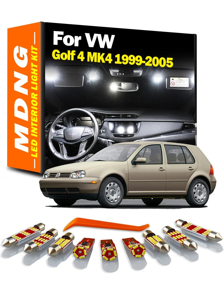 MDNG 13Pcs LED Interior Map Dome Light Kit For Volkswagen VW Golf 4 MK4 1999 2000 2001 2002 2003 2004 2005 Vanity Mirror Lamp