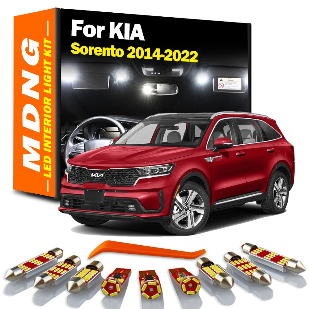 MDNG 11Pcs Canbus For KIA Sorento 2014 2015 2016 2017 2018 2019 2020 2021 2022 Car Reading Bulbs LED Interior Roof Map Light Kit