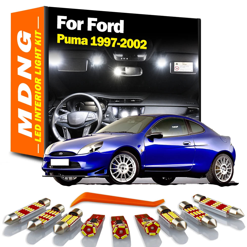 MDNG 8Pcs Canbus For Ford Puma 1997 1998 1999 2000 2001 2002 Car Accessories LED Interior Map Dome Light Number Plate Bulbs Kit