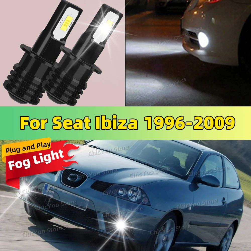 2X 6000K LED Car Light Front Bulb Fog Lamp 20000LM Ultra Bright For Seat Ibiza 1996-2009 2003 2004 2005 2006 2007 2008