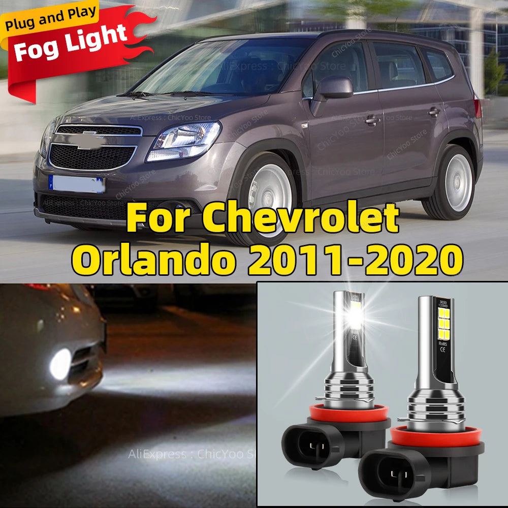 2pcs LED Front Fog Light Bulb 6000K Accessories For Chevrolet Orlando 2011 2012 2013 2014 2015 2016 2017 2018 2019 2020
