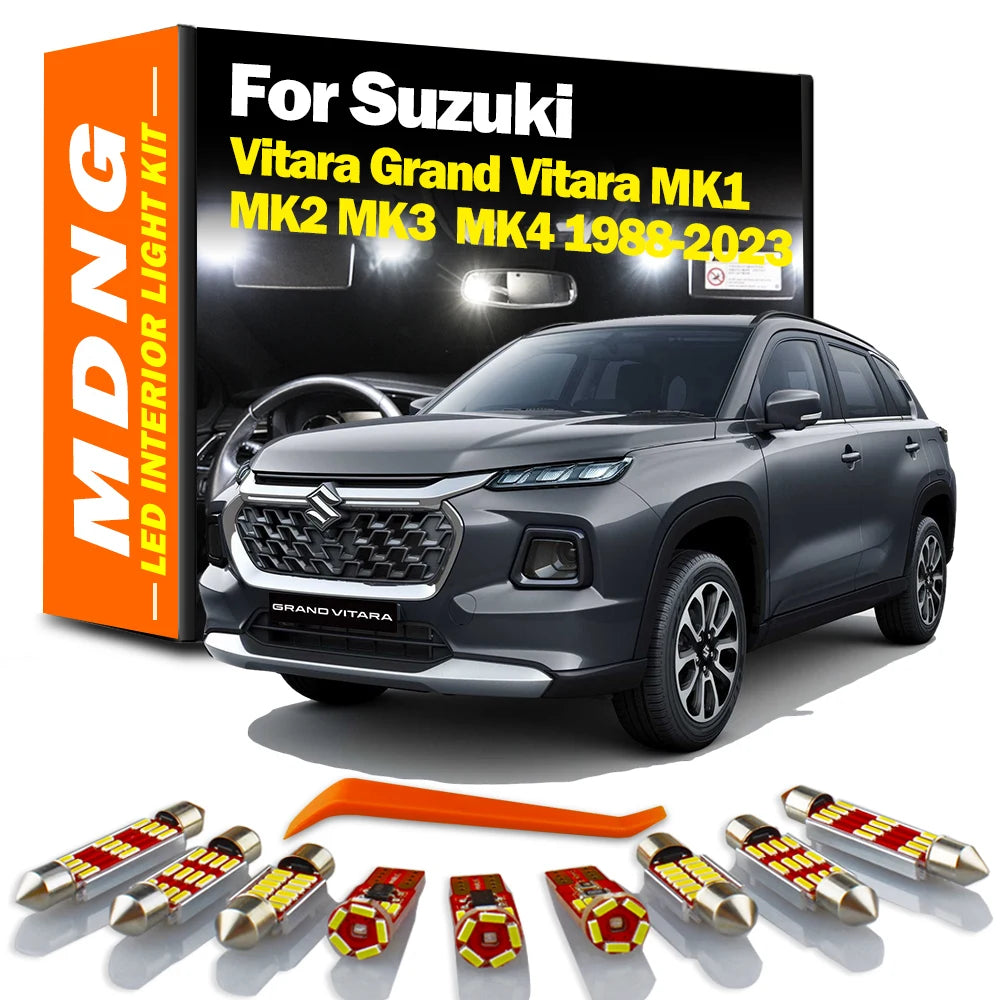LED Interior Reading Light Kit For Suzuki Vitara Grand Vitara MK1 MK2 MK3 MK4 1988- 2020 2021 2022 2023 Car Number Plate Bulbs