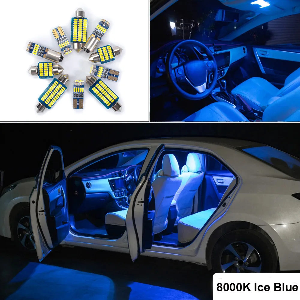 10Pcs LED Interior Ceiling Light Canbus Car Bulbs Kit For Peugeot 407 SW 2004-2008 2009 2010 Map Dome Trunk License Plate Lamp