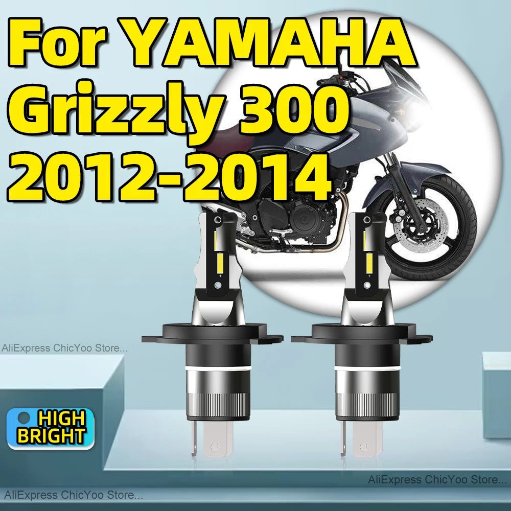 6000K Mini Size H4 120W LED Bulbs Motorcycle Headlight Wireless Plug and Play For YAMAHA Grizzly 300 2012 2013 2014