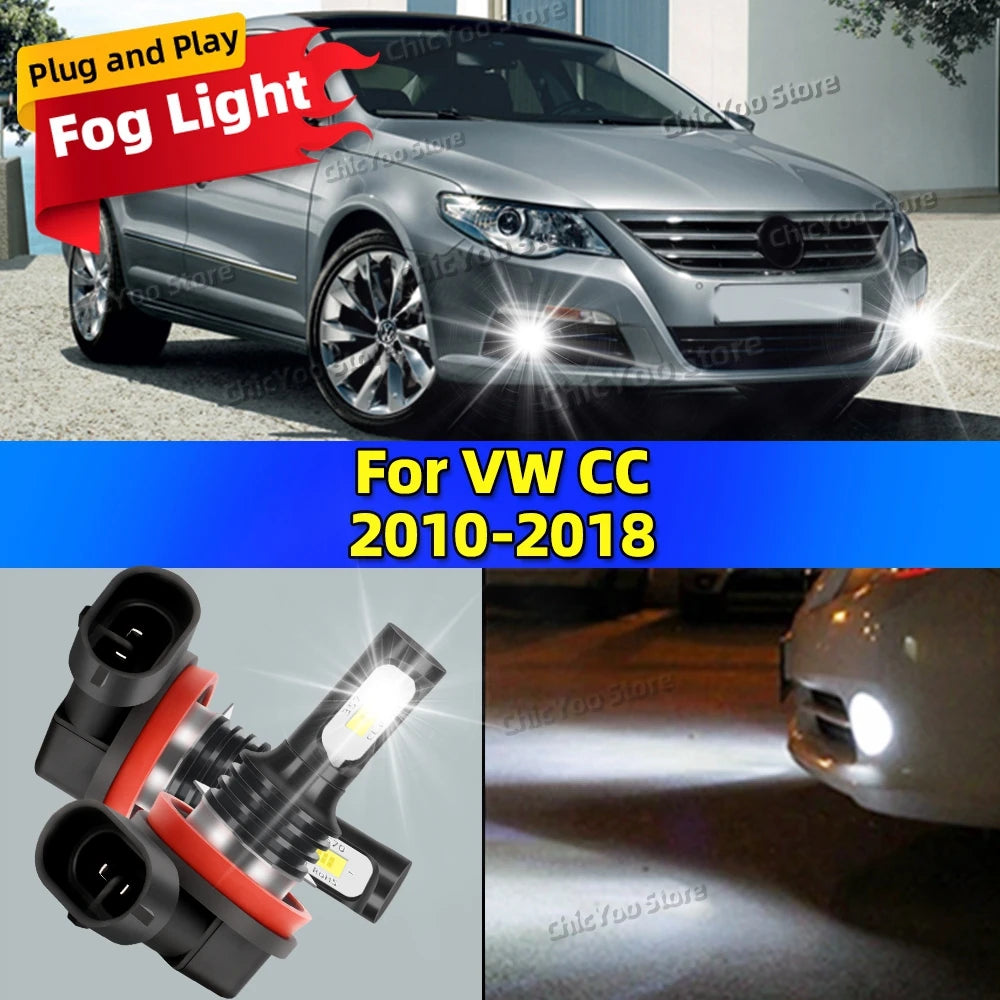 2x Front Fog Light Accessories LED Bulb 20000LM Ultra Bright Lamp For VW CC 2010 2011 2012 2013 2014 2015 2016 2017 2018