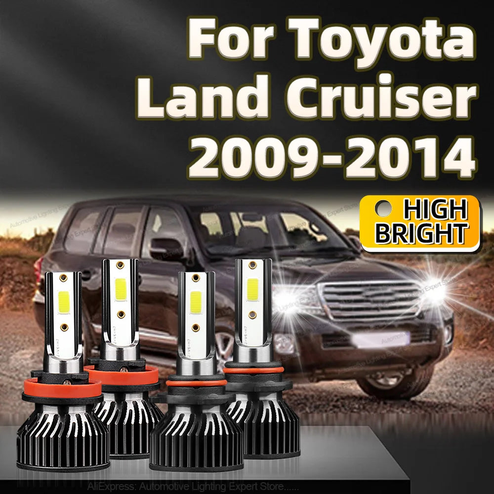 4PCS 30000lm For Toyota Land Cruiser 2009 2010 2011 2012 2013 2014 Car LED Headlight Bulbs High Low Beams HB3 H11 CANbus 6000k