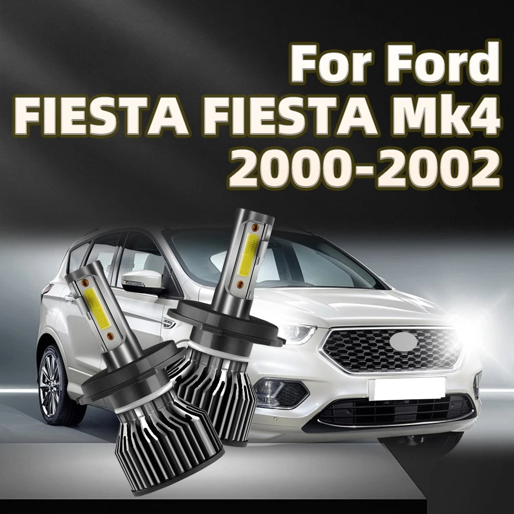 2Pcs LED Headlight 30000LM Turbo Bulb COB Chip 6000K White Car Lamps wtth Fan For Ford FIESTA FIESTA Mk4 2000 2001 2002