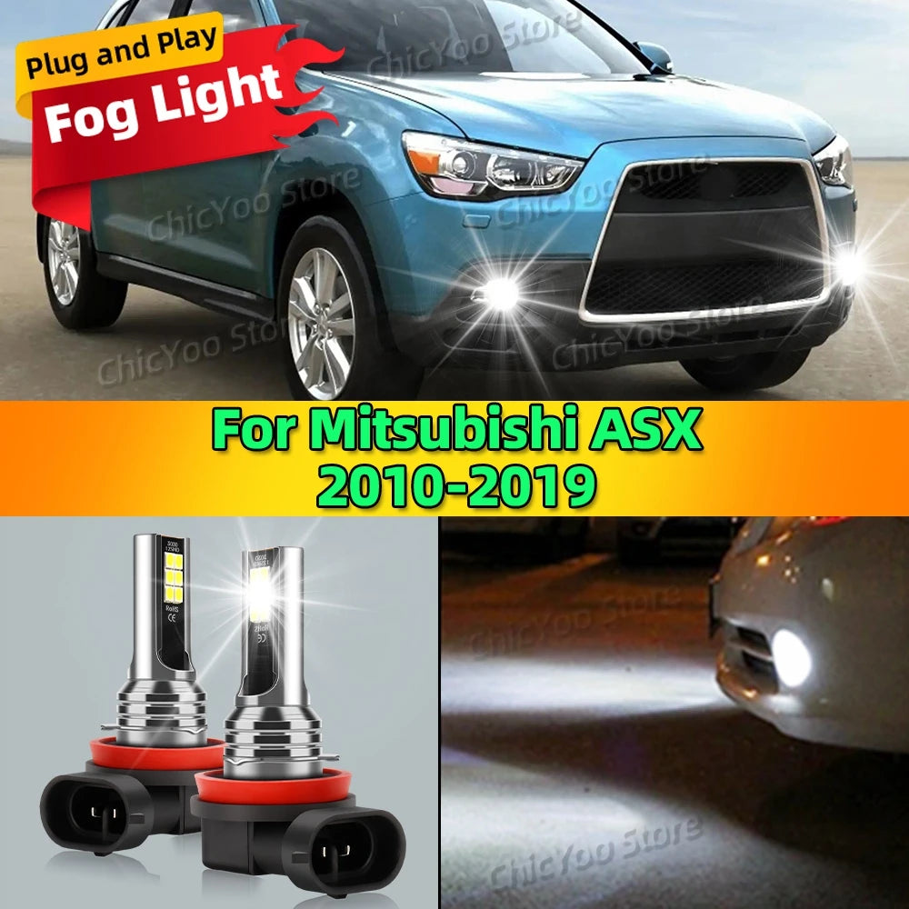 6000K Front Fog Light LED Bulb Plug Play Lamp Canbus 80W For Mitsubishi ASX 2010 2011 2012 2013 2014 2015 2016 2017 2018 2019