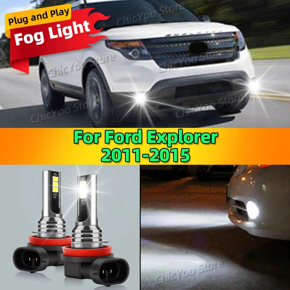 2Pcs 12V 6000K Front Fog Light LED Bulb Accessories Lamp Canbus For Ford Explorer 2011 2012 2013 2014 2015 Plug and Play